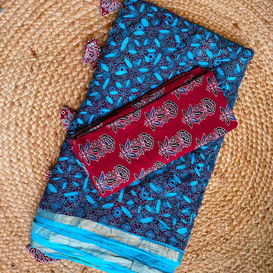 Blue Applique Kota Saree
