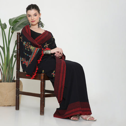 Black Soof Embroidery Kala cotton saree