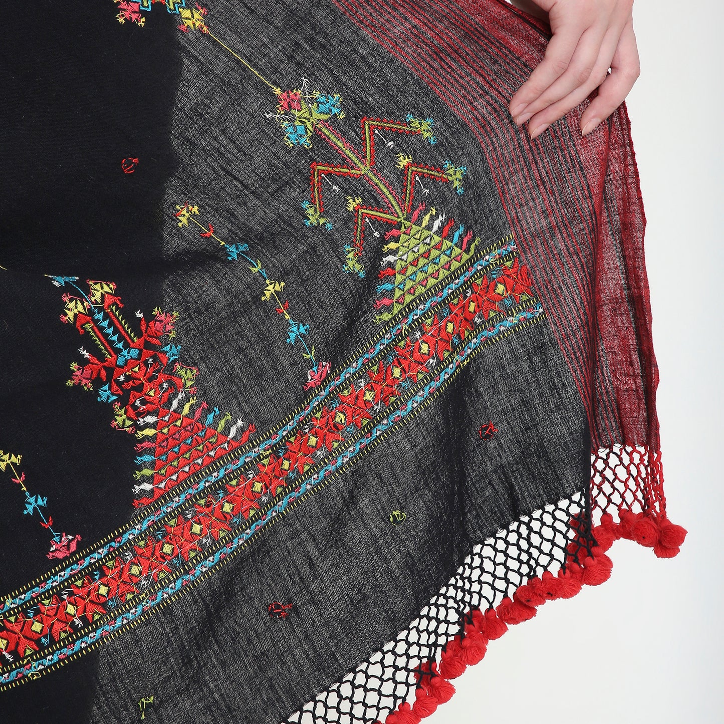 Black Soof Embroidery Kala cotton saree