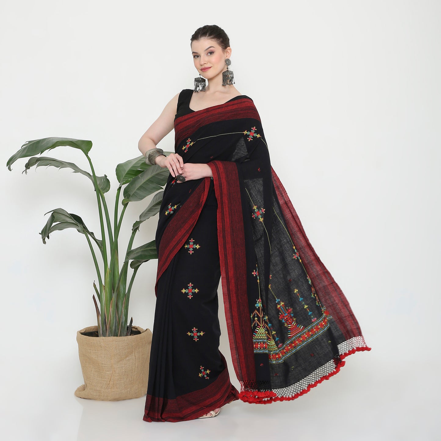 Black Soof Embroidery Kala cotton saree