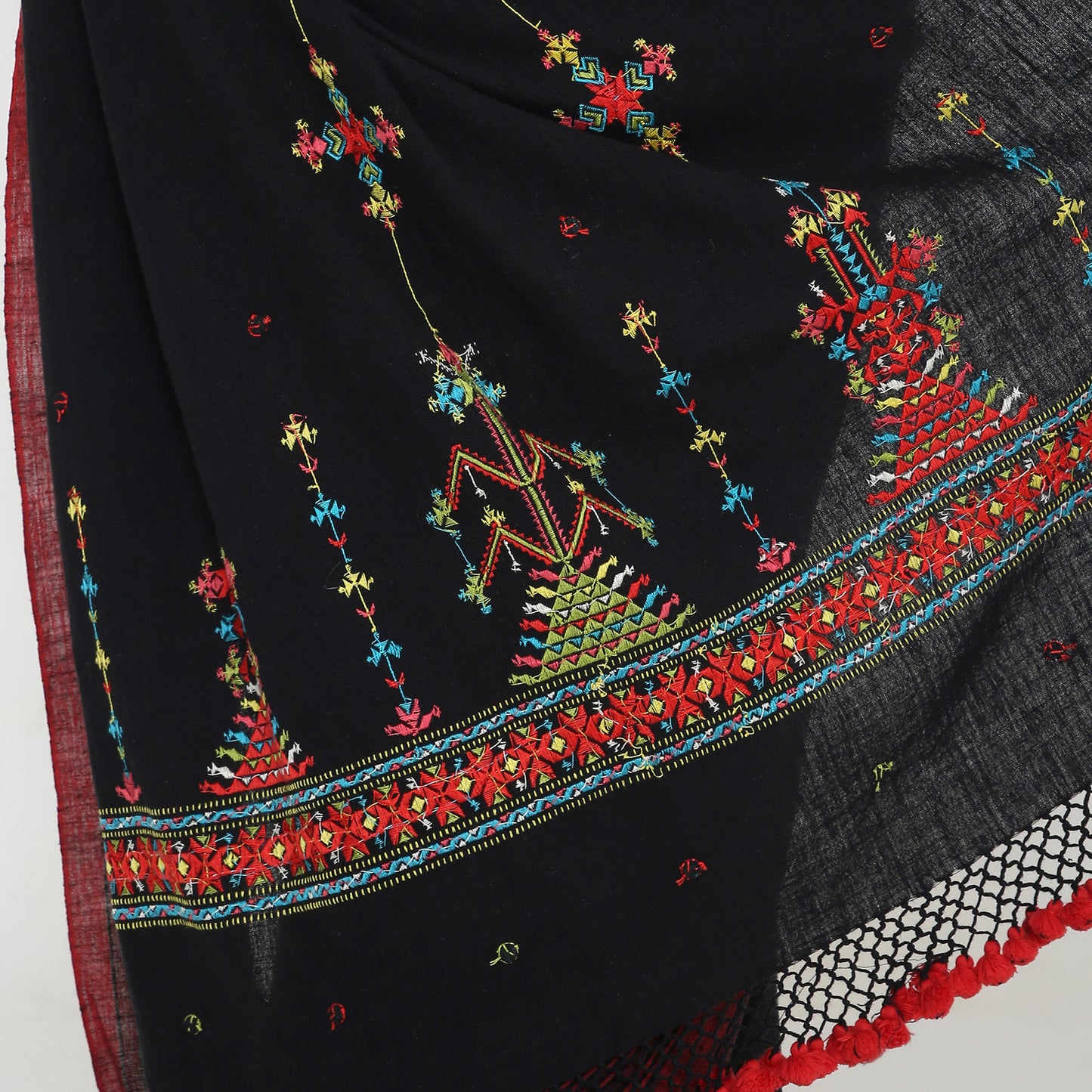 Black Soof Embroidery Kala cotton saree