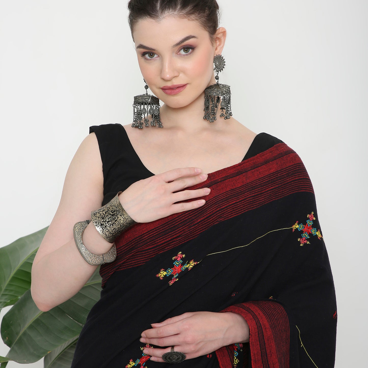 Black Soof Embroidery Kala cotton saree