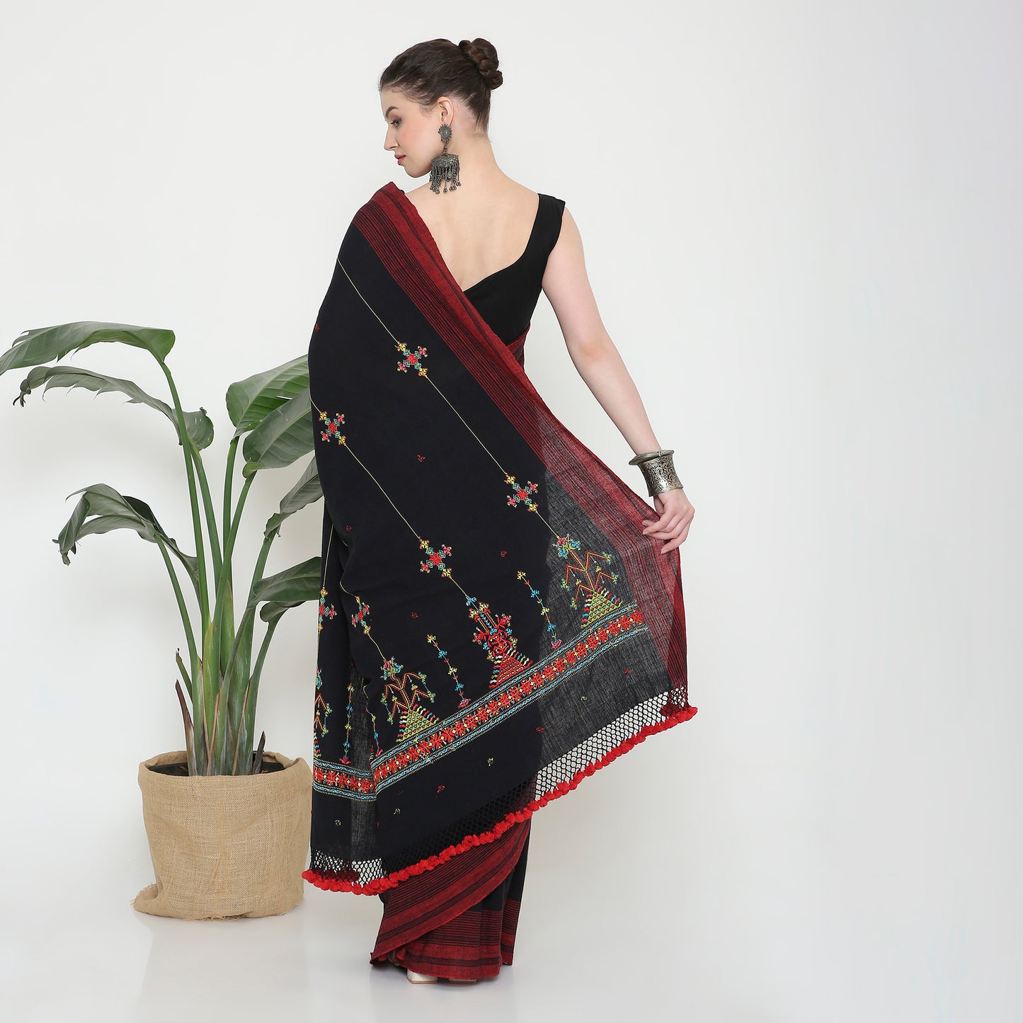 Black Soof Embroidery Kala cotton saree
