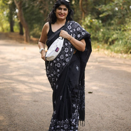 Black Mul kantha saree