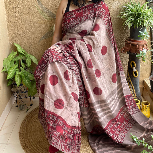 ekla cholo saree polka dot