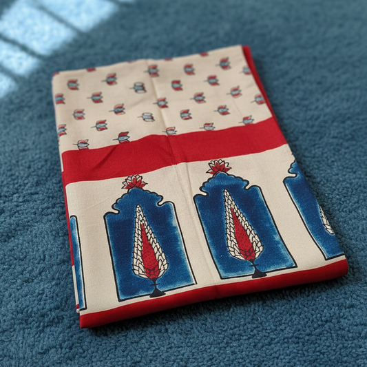 Beige Ajrakh silk Stole