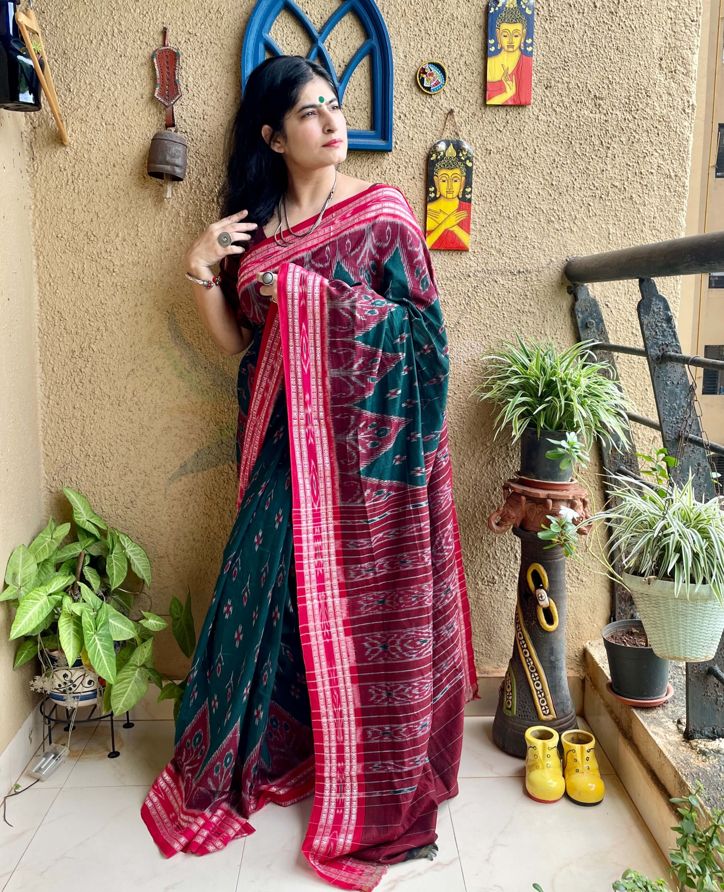 Cool Black Sambalpuri cotton Saree – Boyanika Odisha