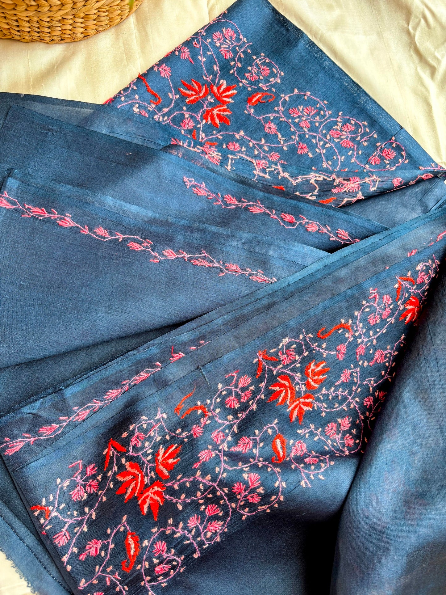 Navy Blue Silk Sozni saree