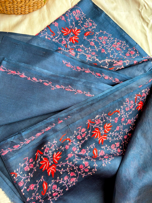 Navy Blue Silk Sozni saree