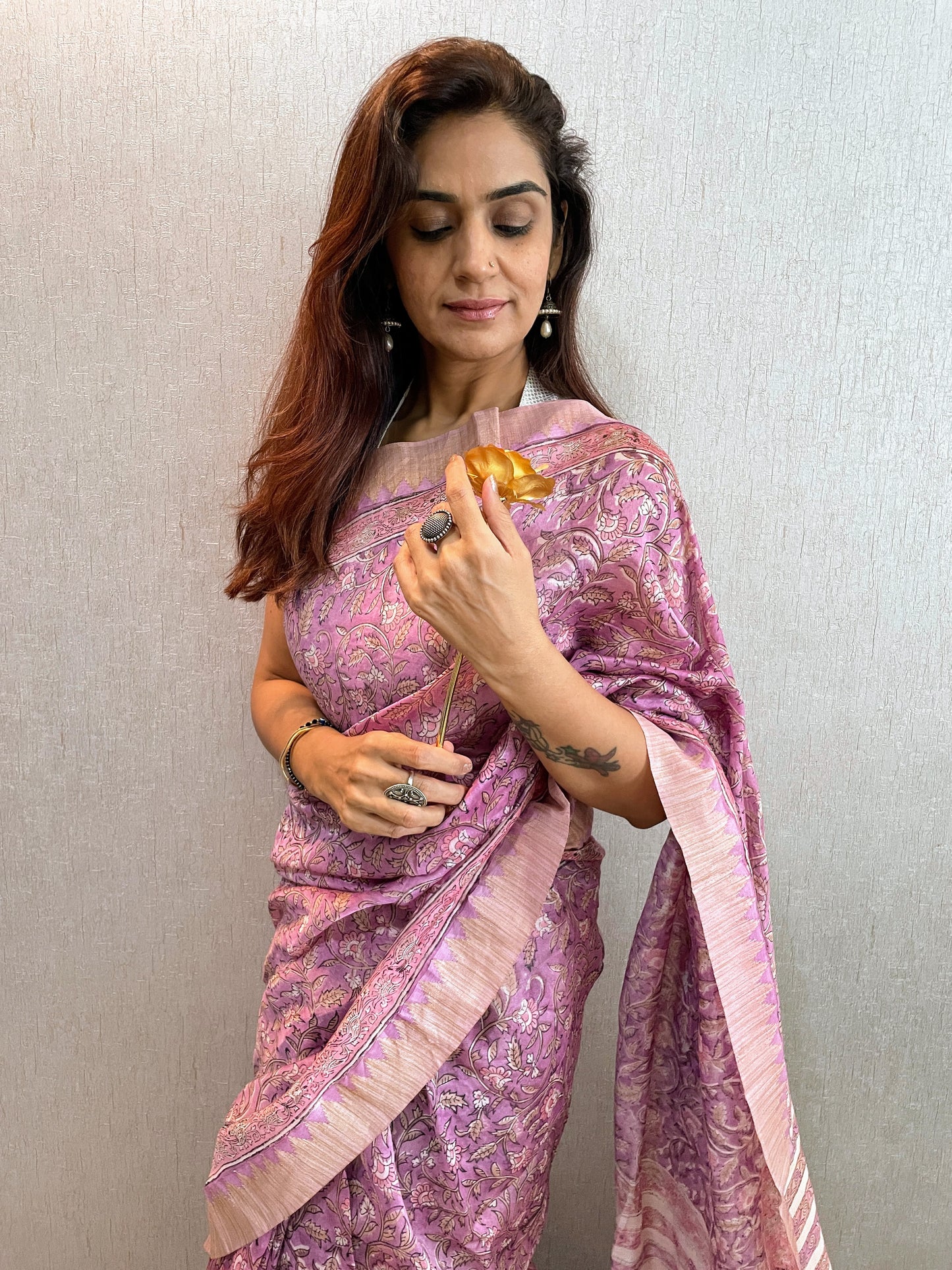Lavender Maheshwari Block print