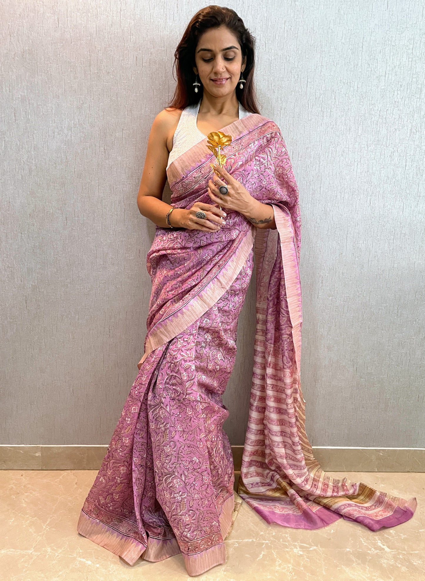 Lavender Maheshwari Block print