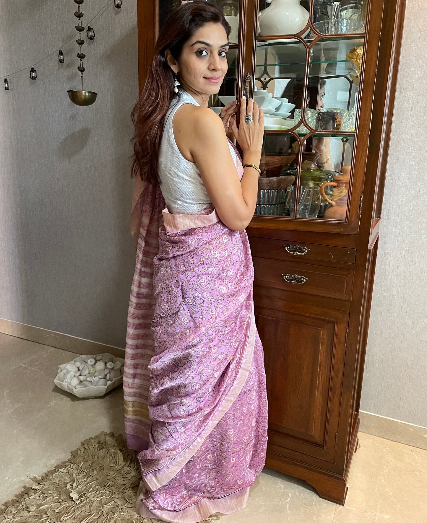 Lavender Maheshwari Block print
