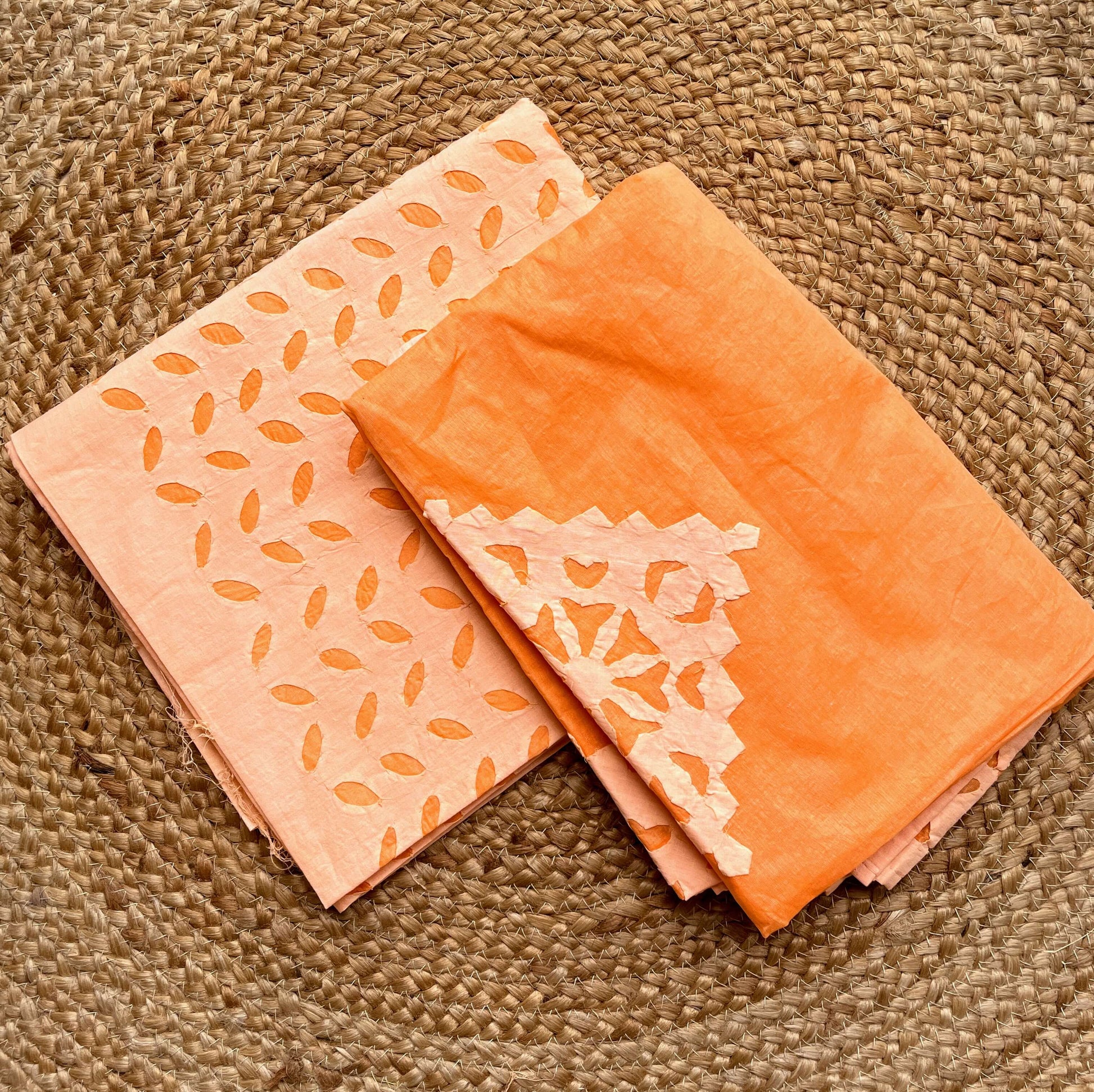 Peach applique dupatta set1