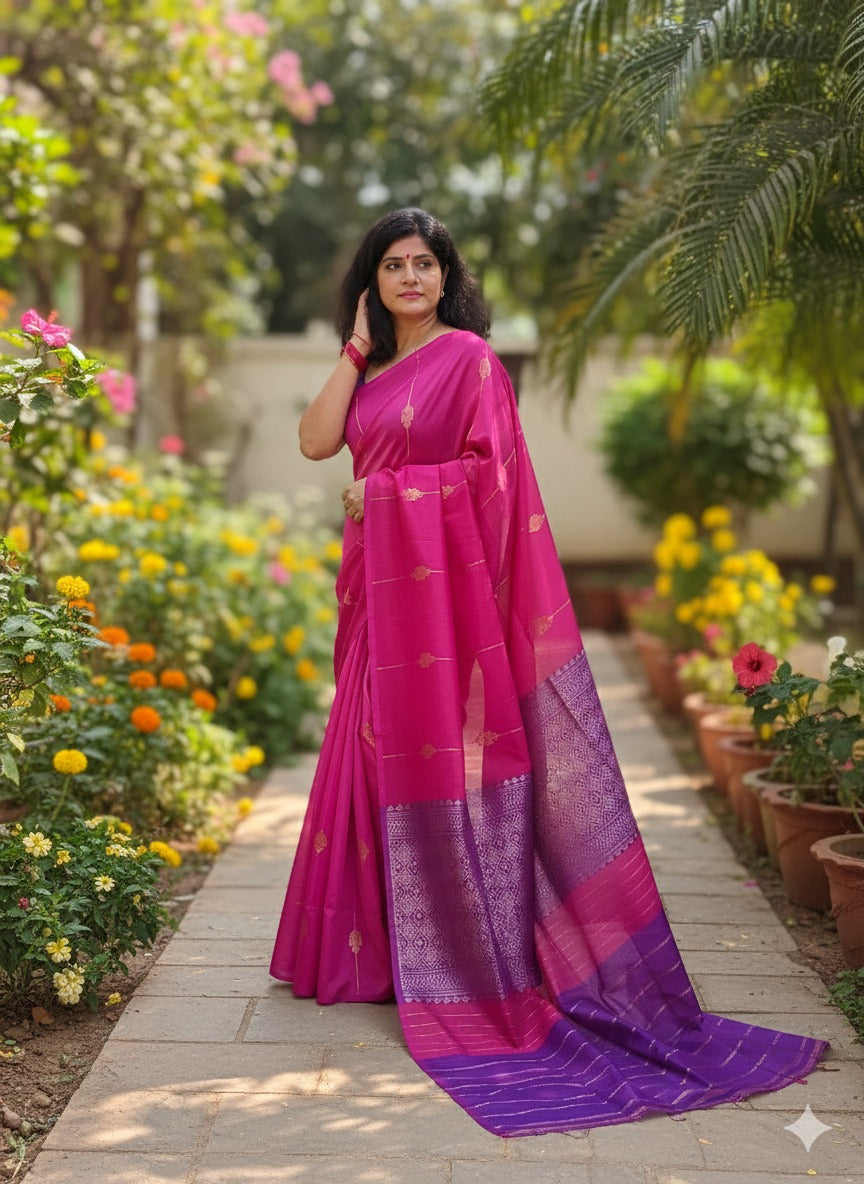 Pink Mubarakpur Zari Saree