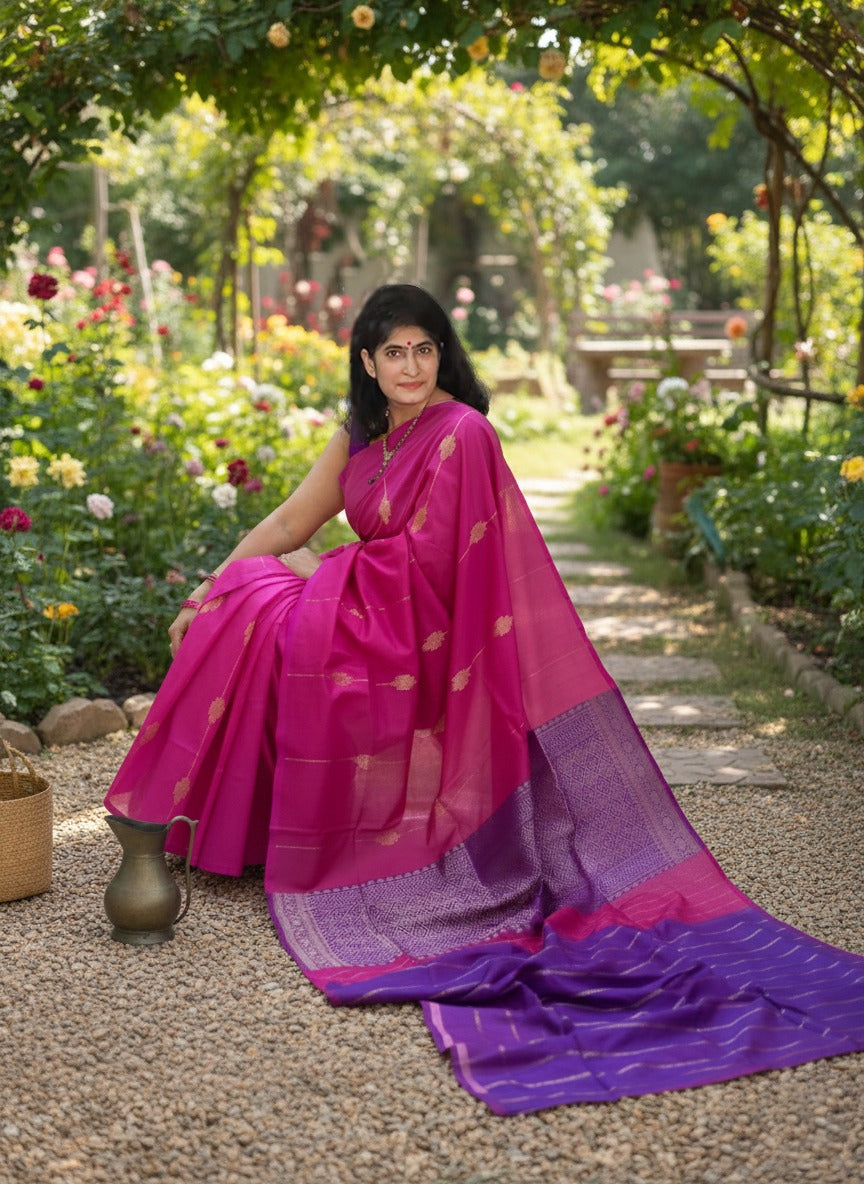 Pink Mubarakpur Zari Saree