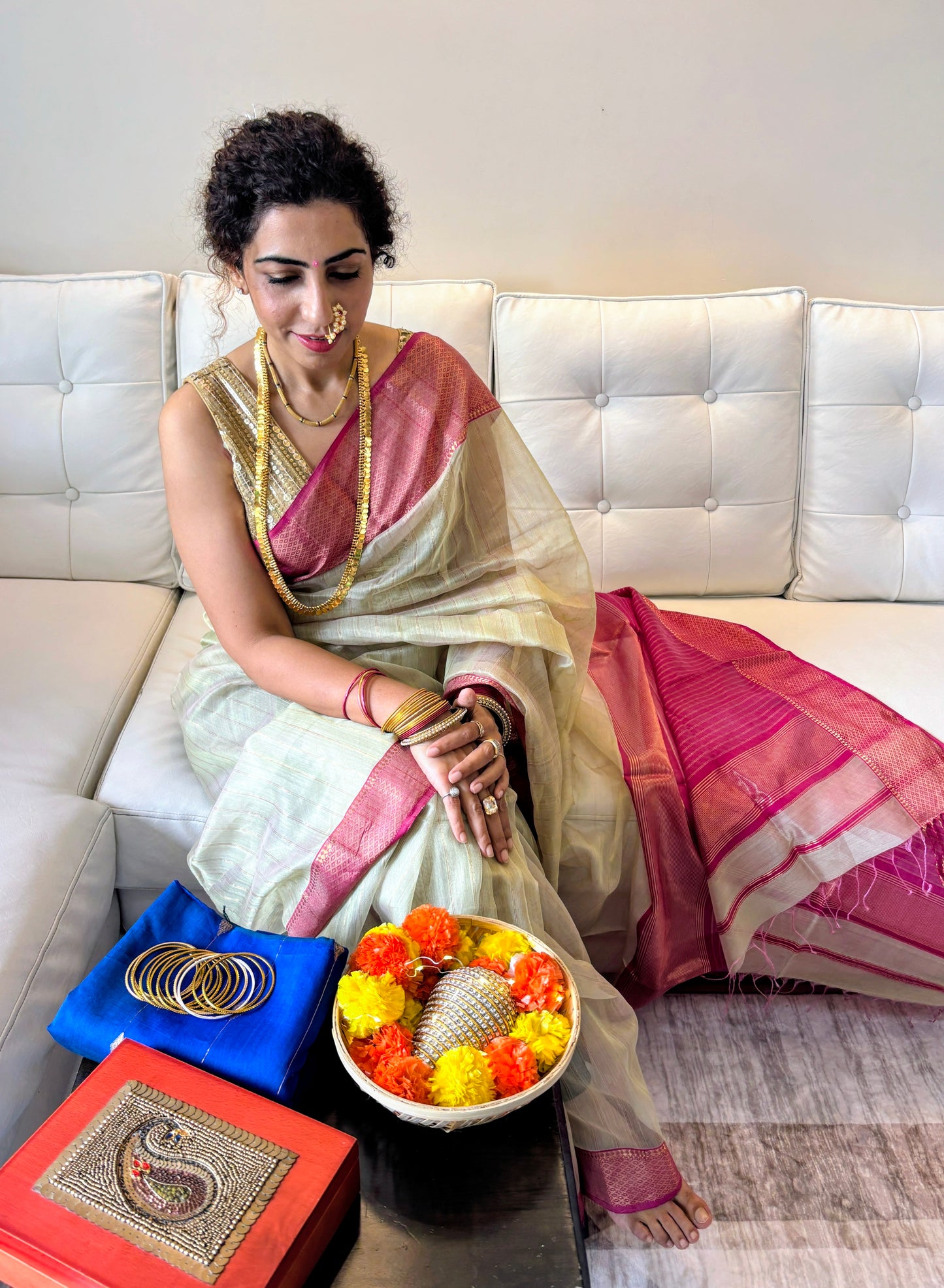 Pista and Pink Maheshwari Saree ~ Rang collection I Handloom