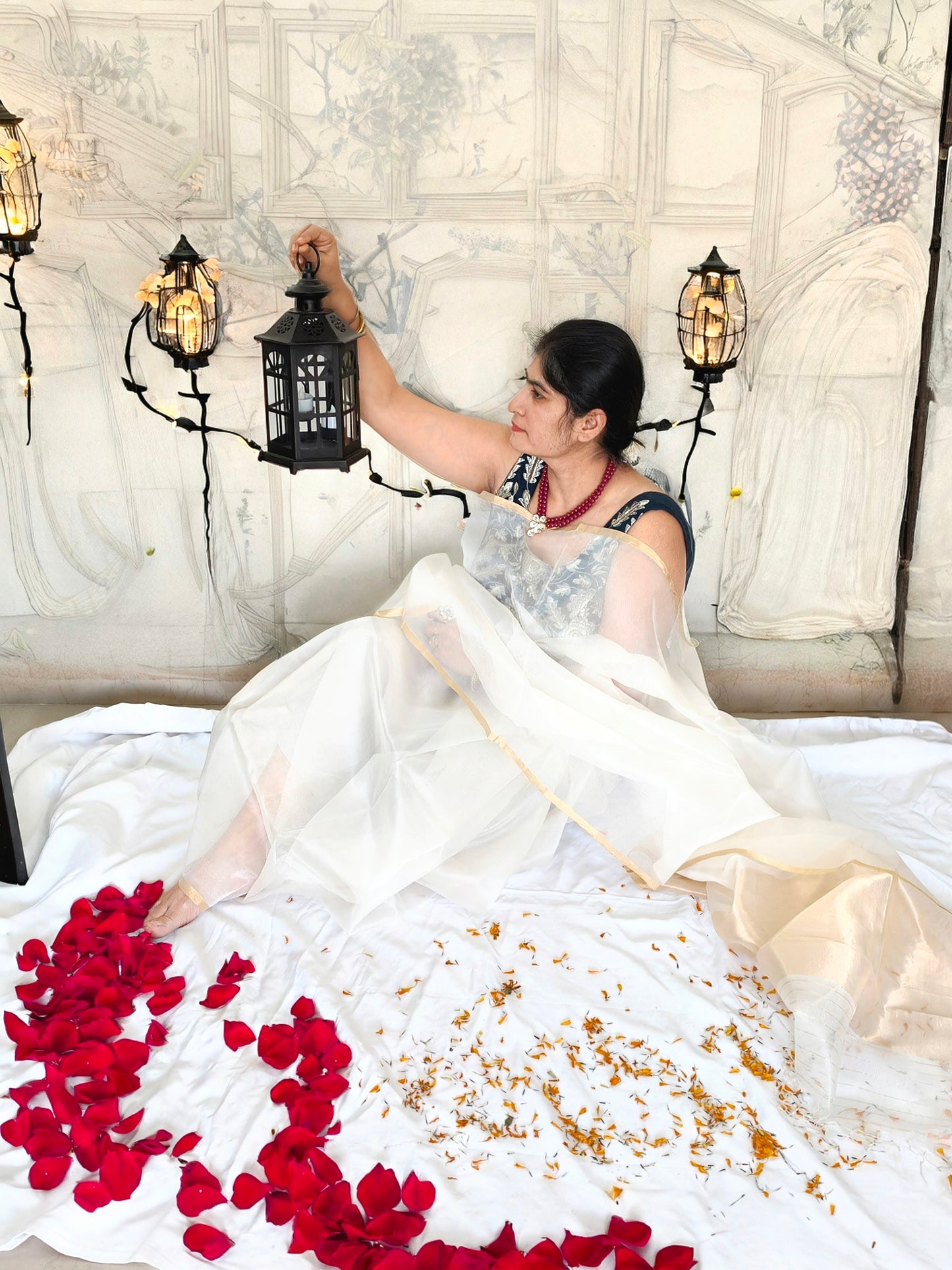 White Organza silk Saree from Mubarakpur