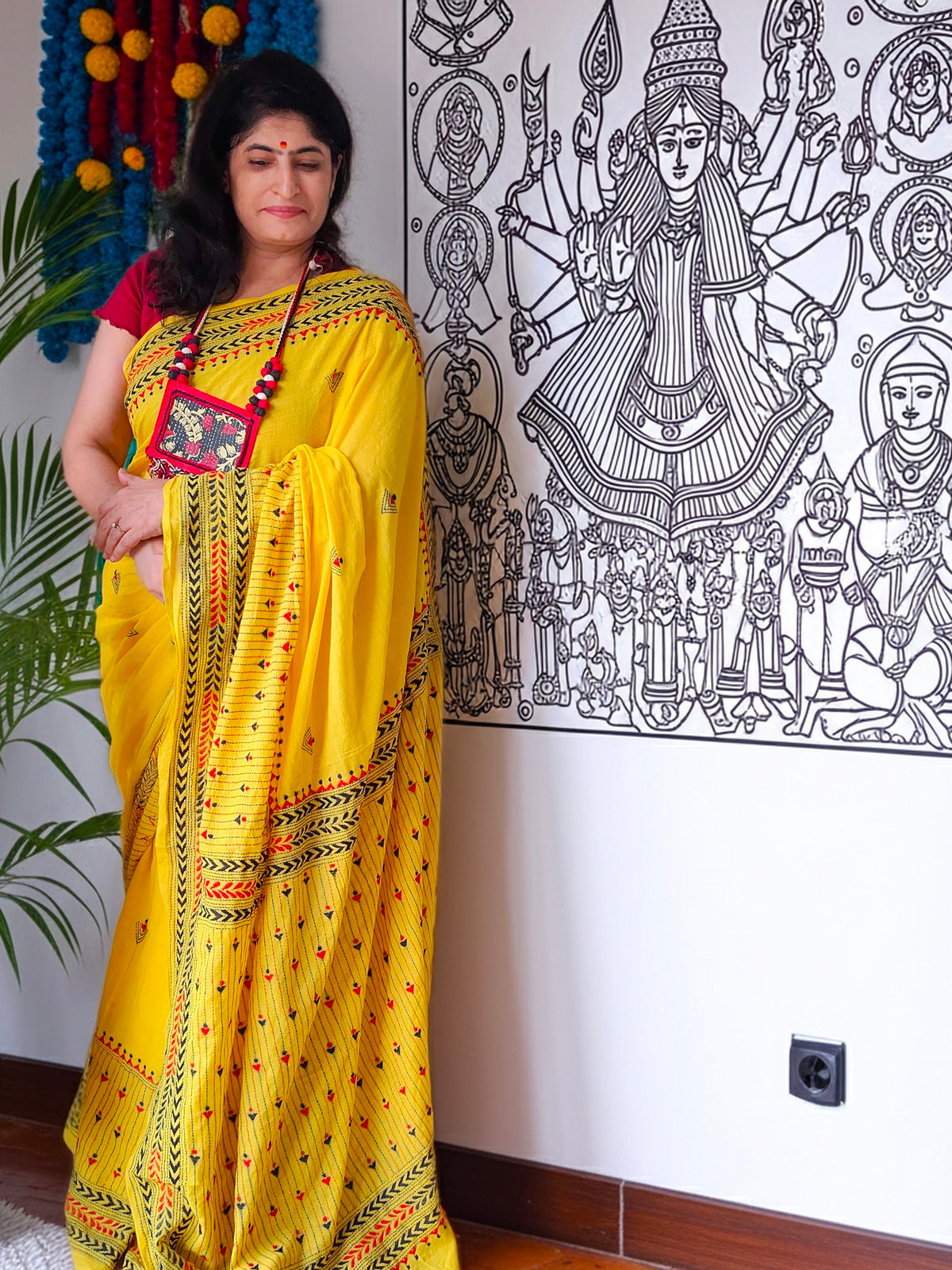Sunflower  - Mul cotton with Kantha Stitch embroidery