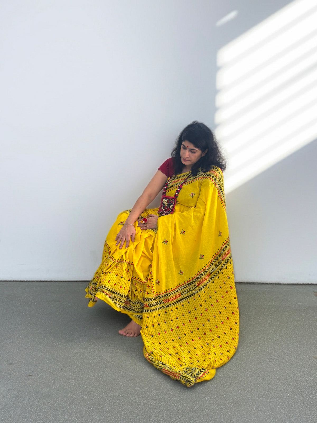 Sunflower  - Mul cotton with Kantha Stitch embroidery