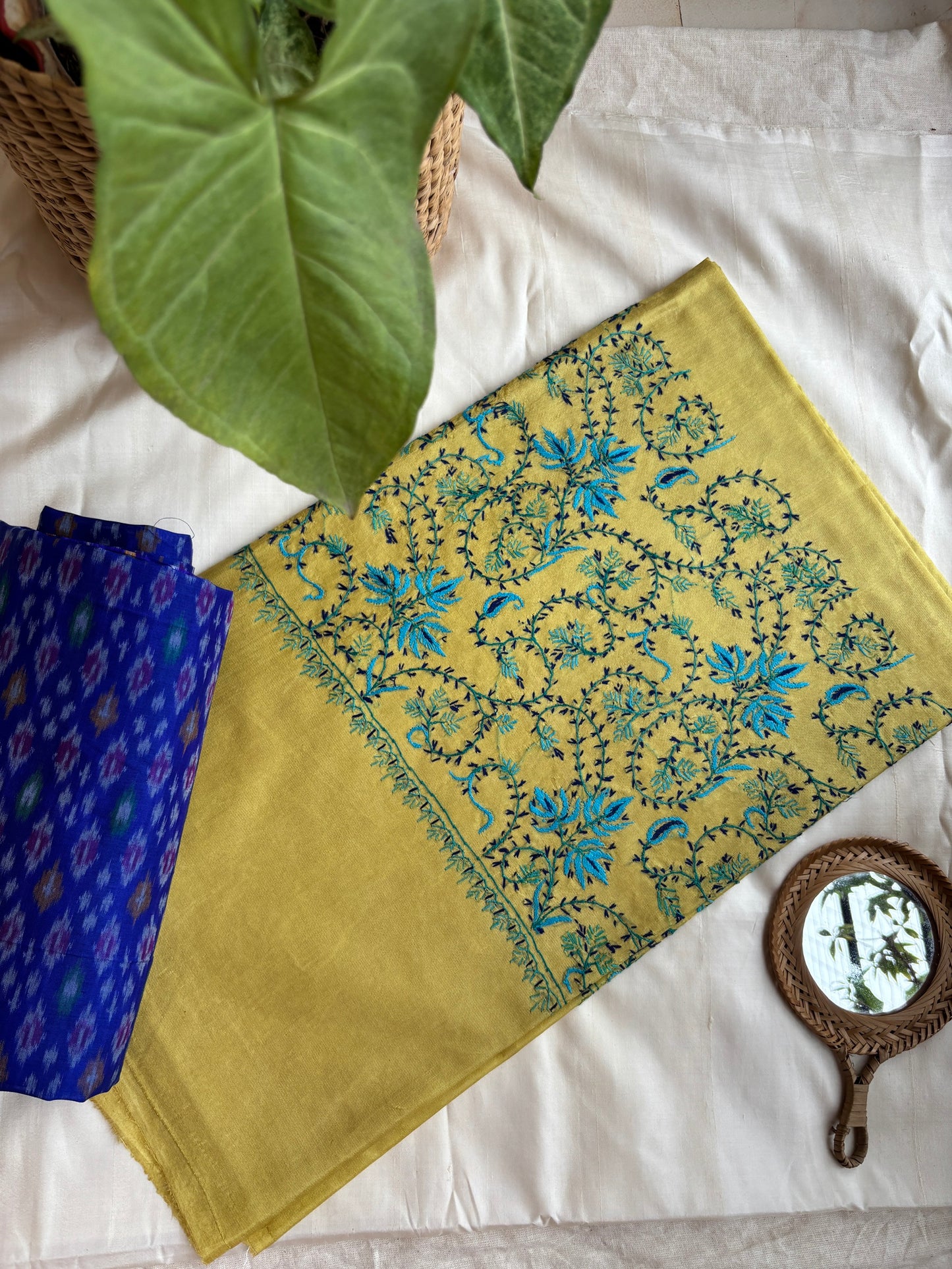 Yellow Silk Sozni saree