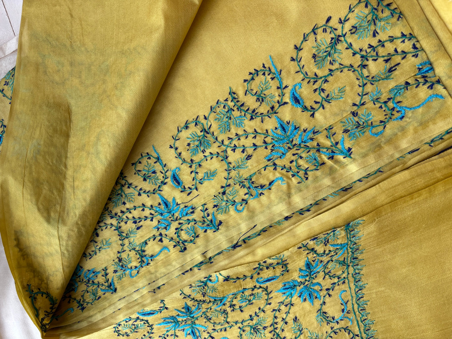 Yellow Silk Sozni saree