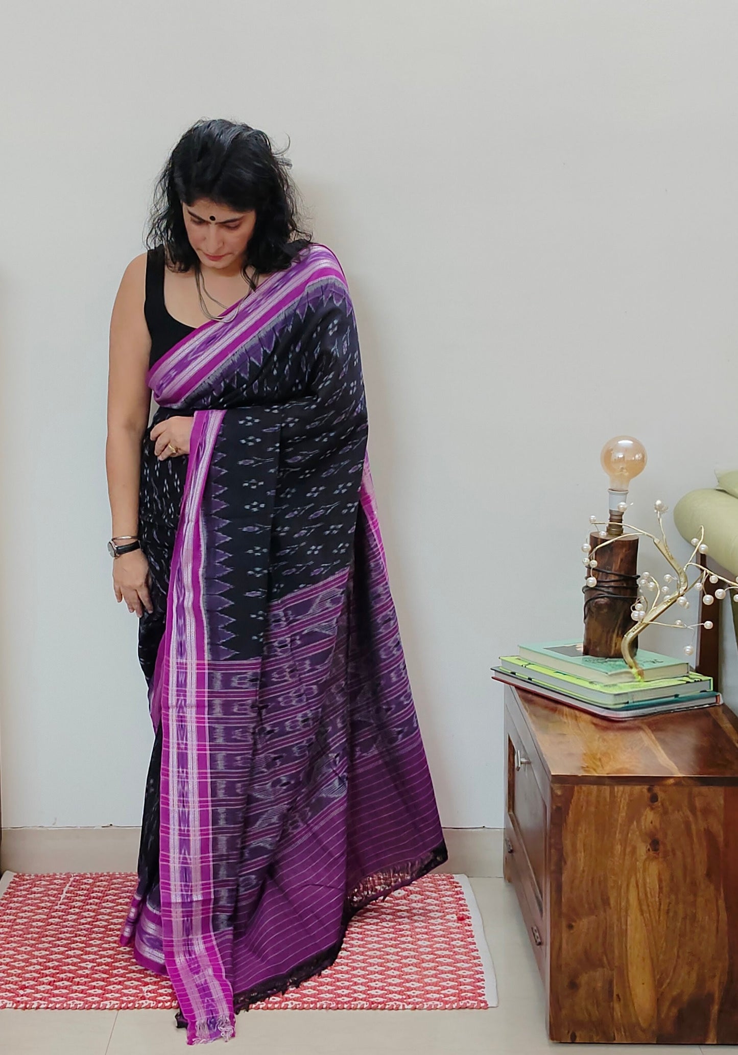 Black Mania Bandha Ikat Cotton Saree