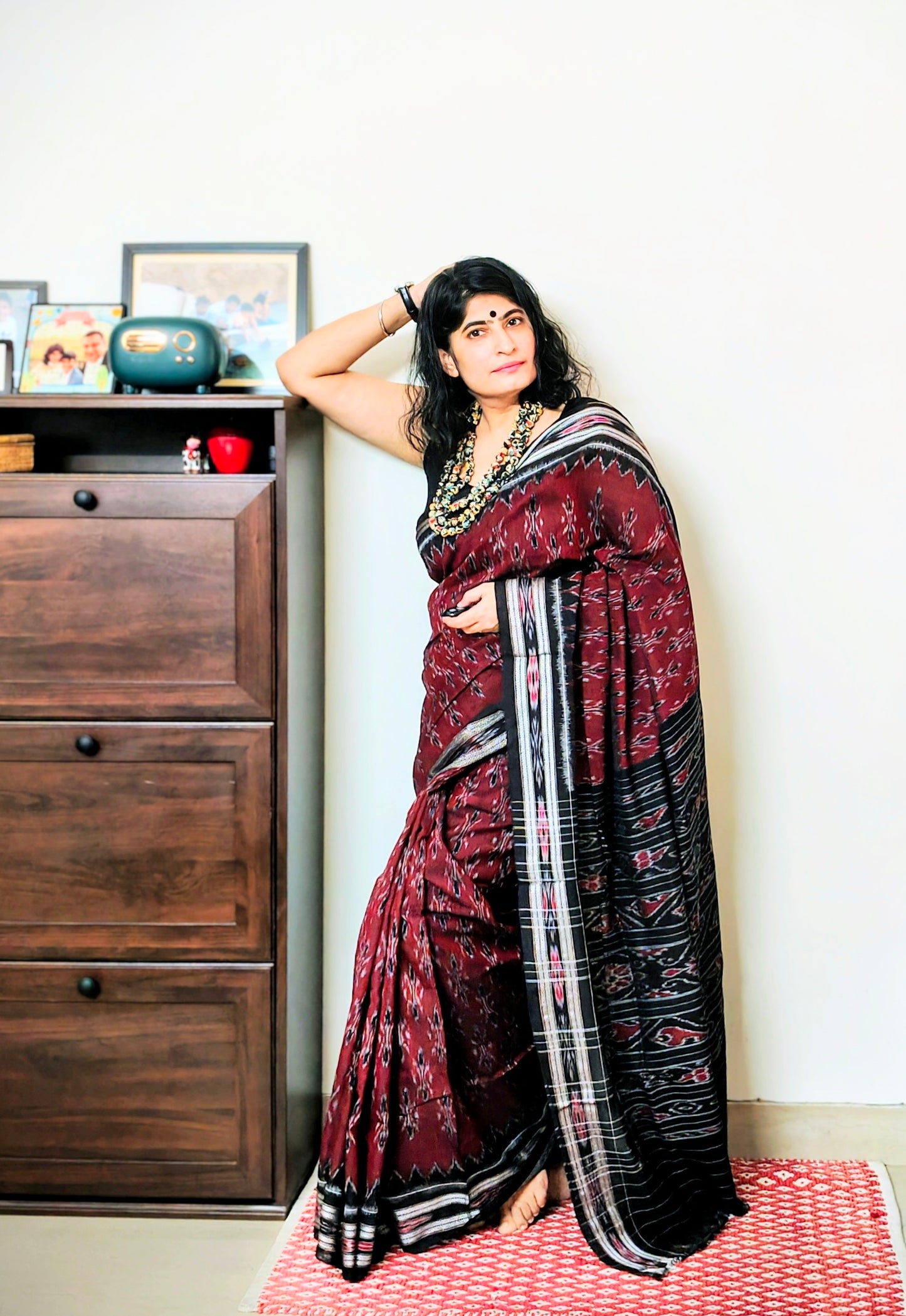 Maroon Mania Bandha Ikat Cotton Saree