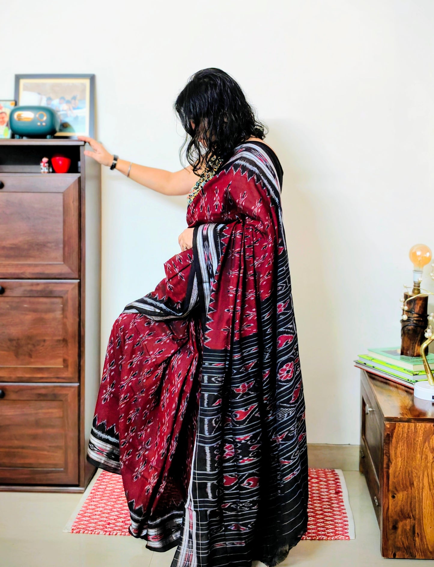 Maroon Mania Bandha Ikat Cotton Saree
