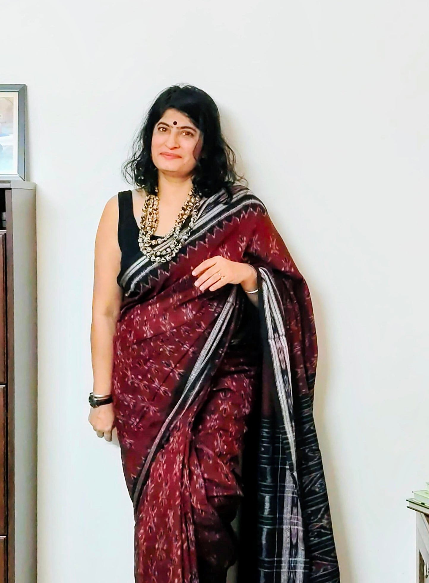 Maroon Mania Bandha Ikat Cotton Saree