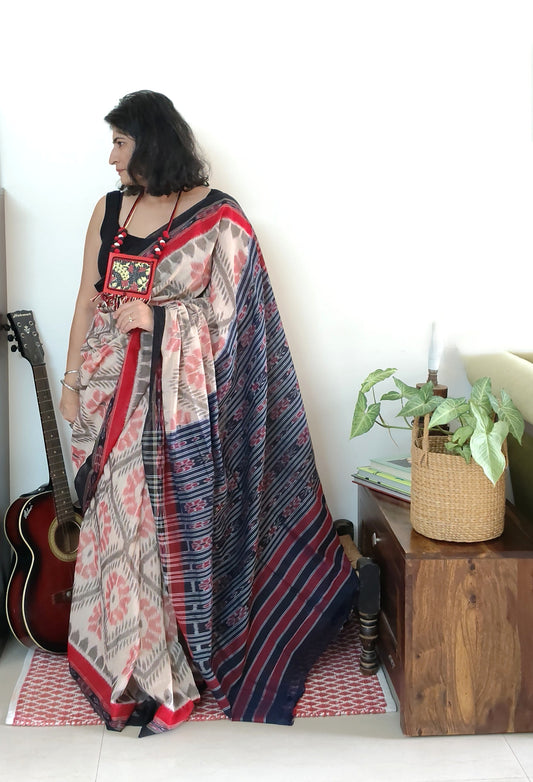 Red white Bandha ikat