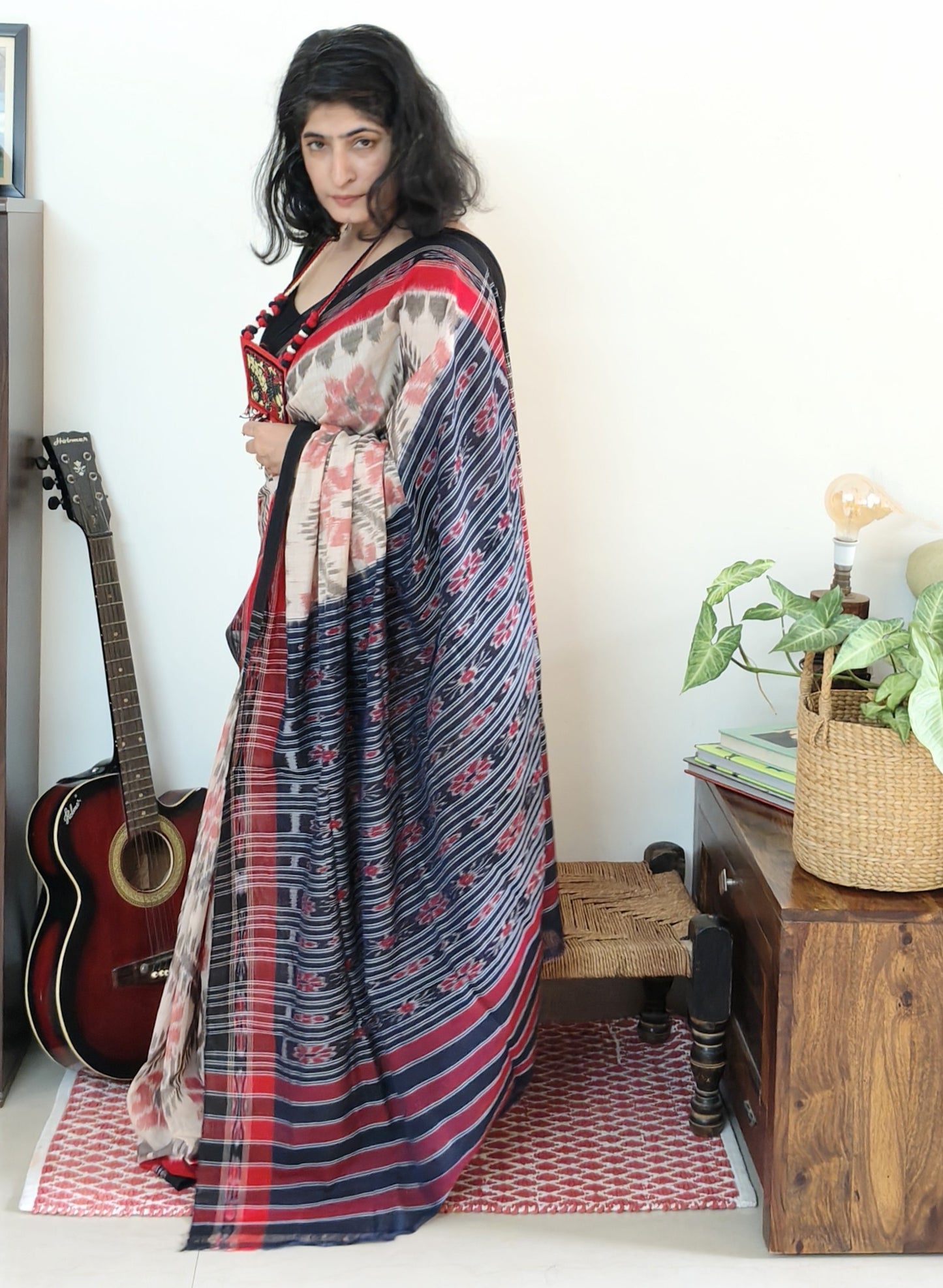 Red white Bandha ikat