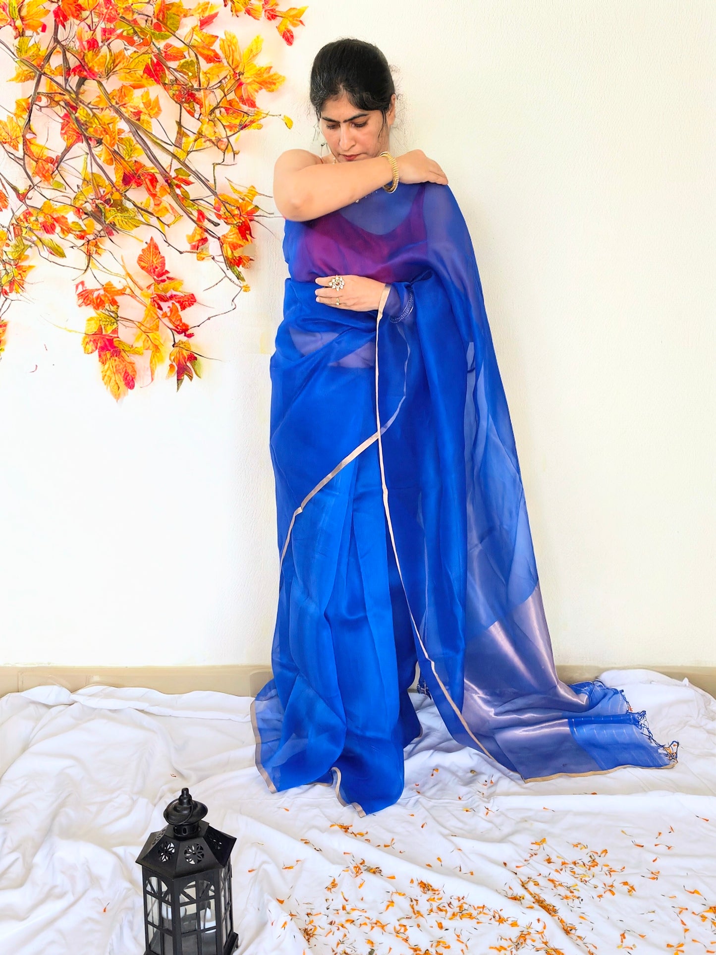 Blue Organza silk Saree from Mubarakpur
