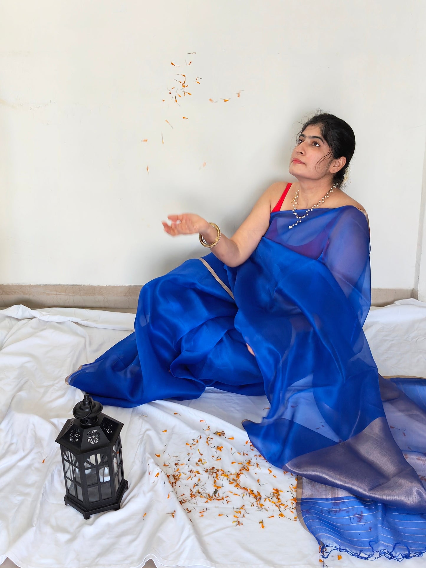 Blue Organza silk Saree from Mubarakpur