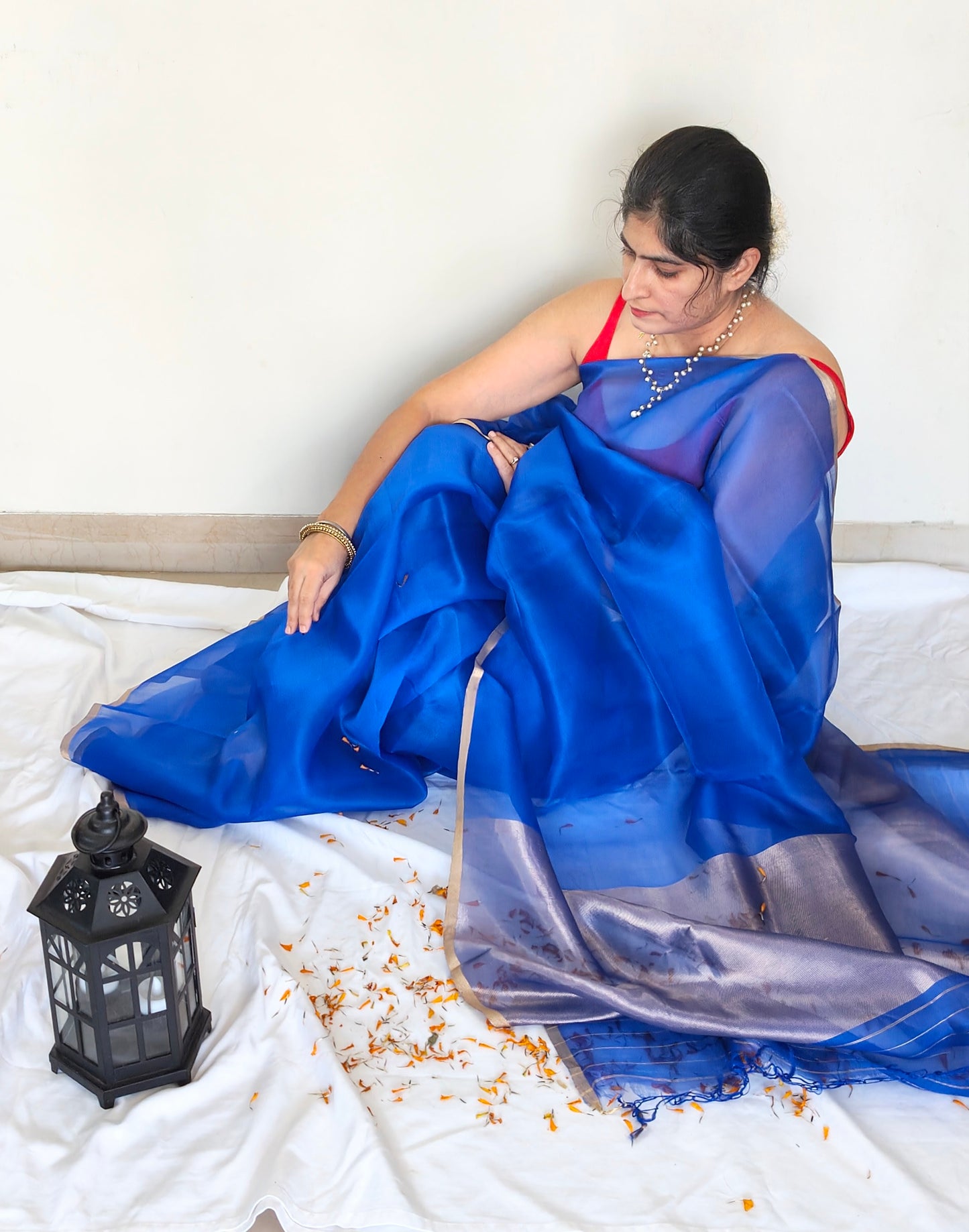 Blue Organza silk Saree from Mubarakpur