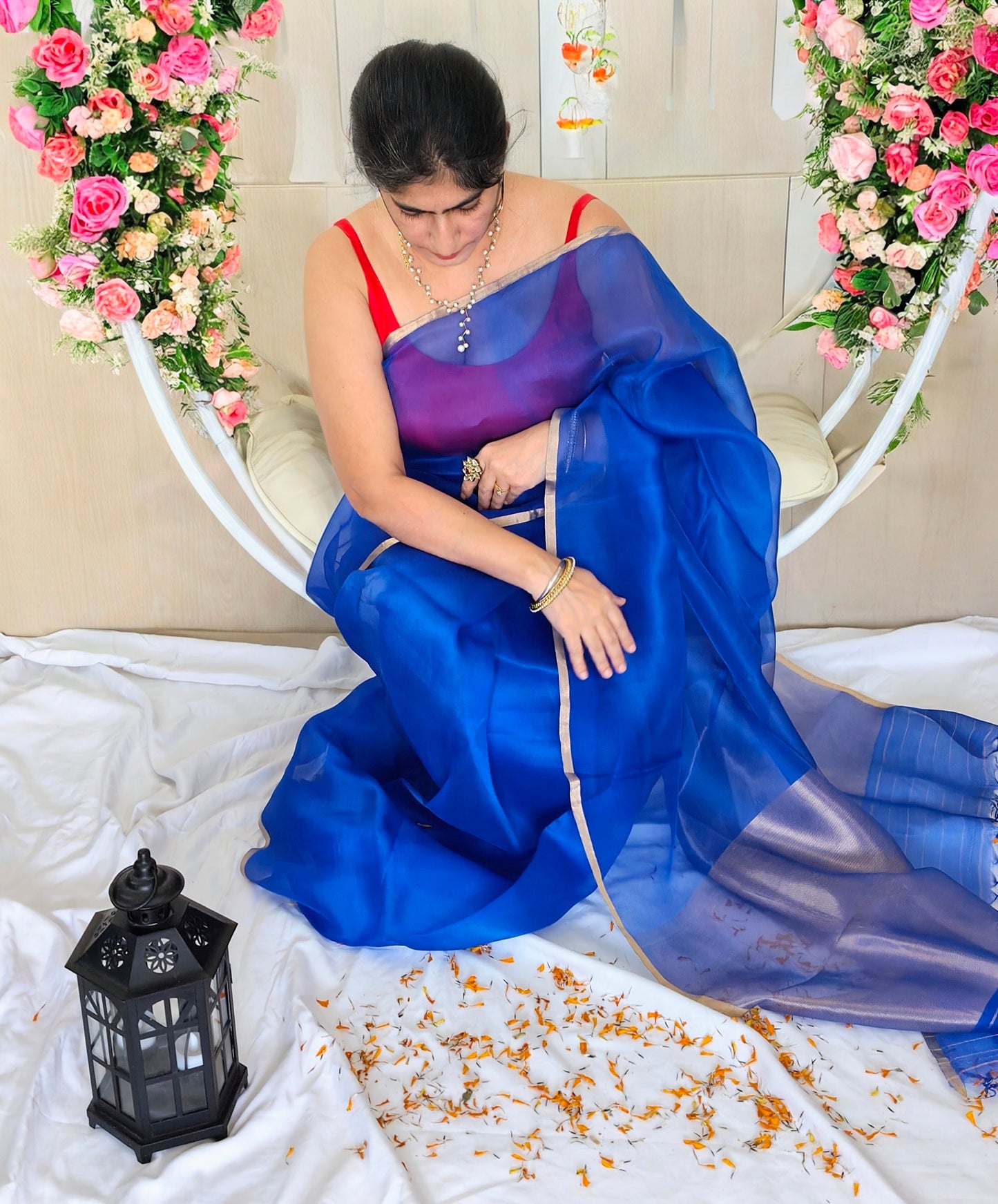 Blue Organza silk Saree from Mubarakpur