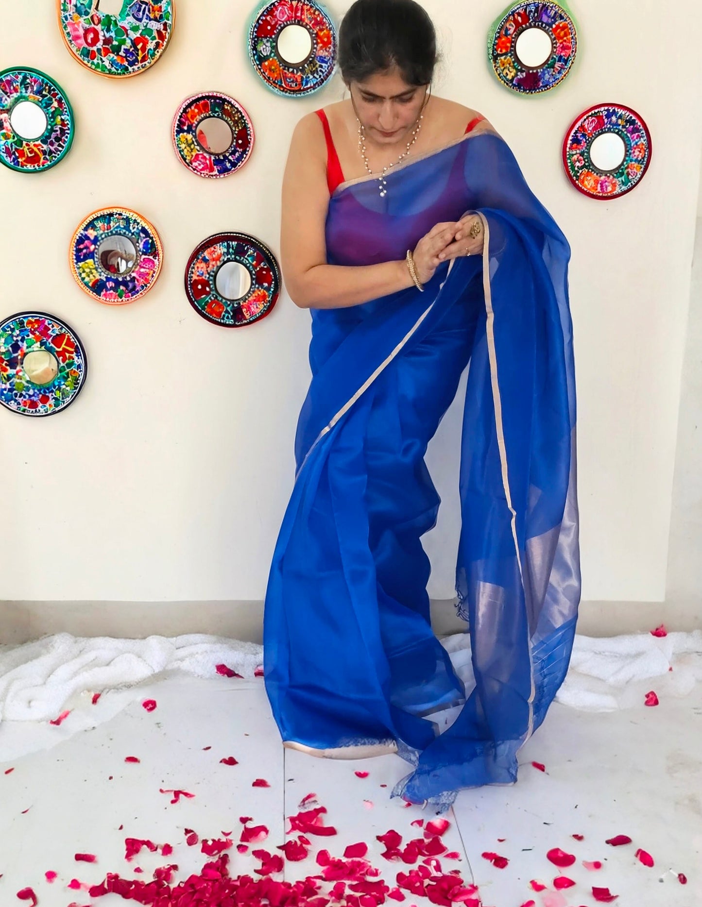 Blue Organza silk Saree from Mubarakpur