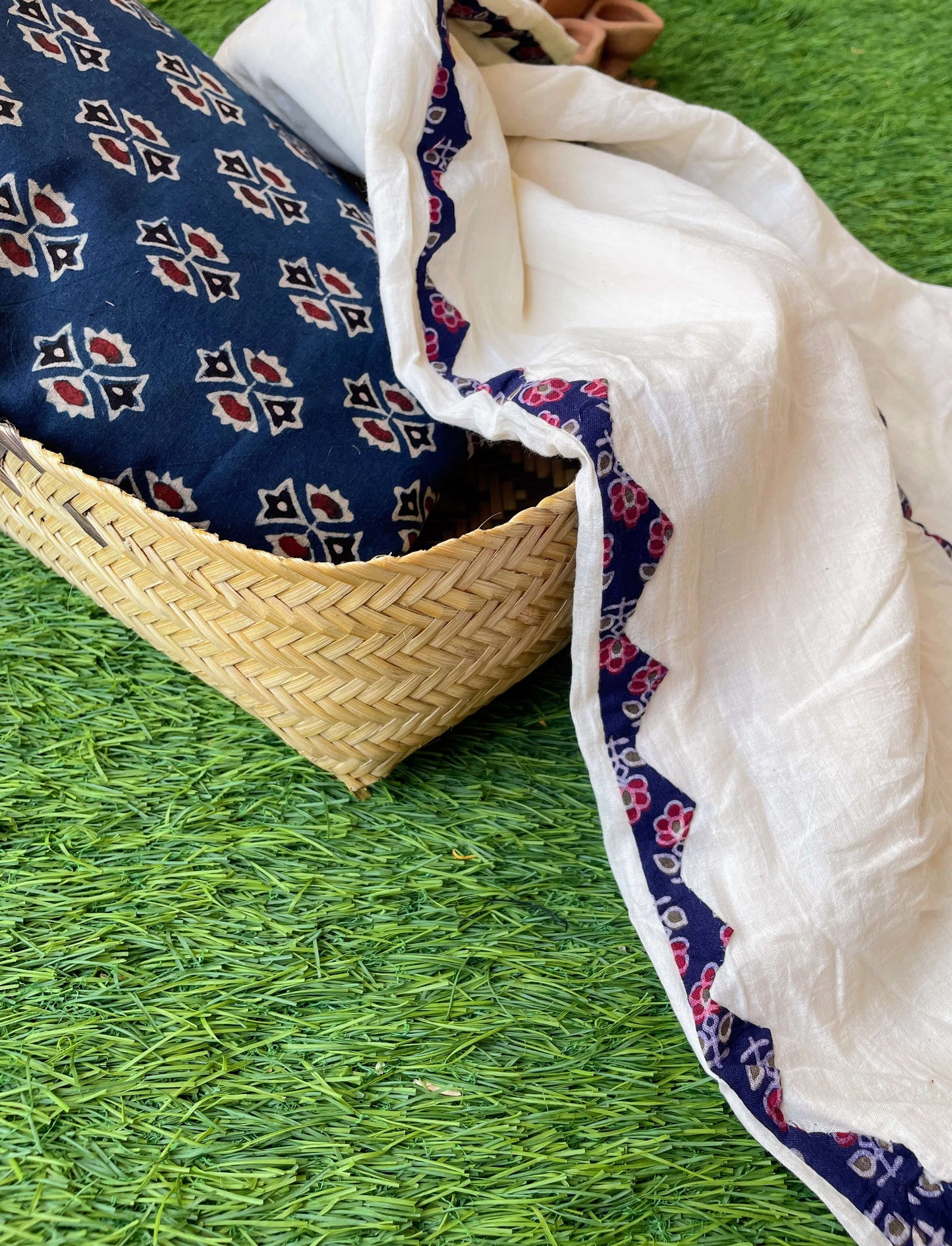 blue indigo Applique Dupatta