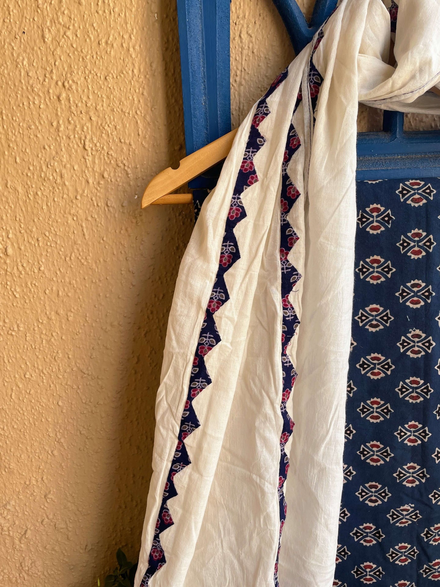 blue indigo Applique Dupatta