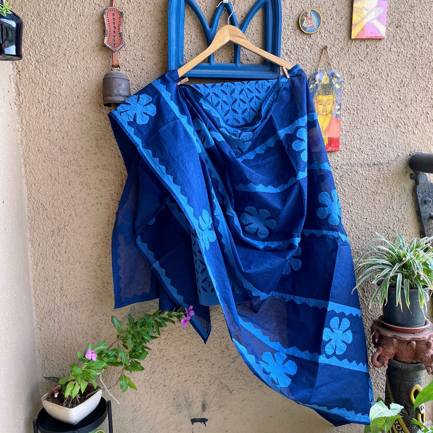 Blue Applique Dupatta Kurta set