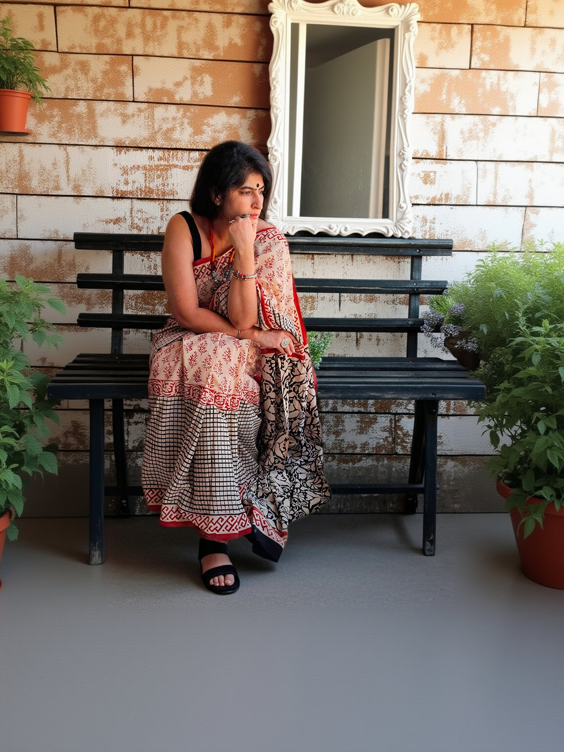daily wear block print saree