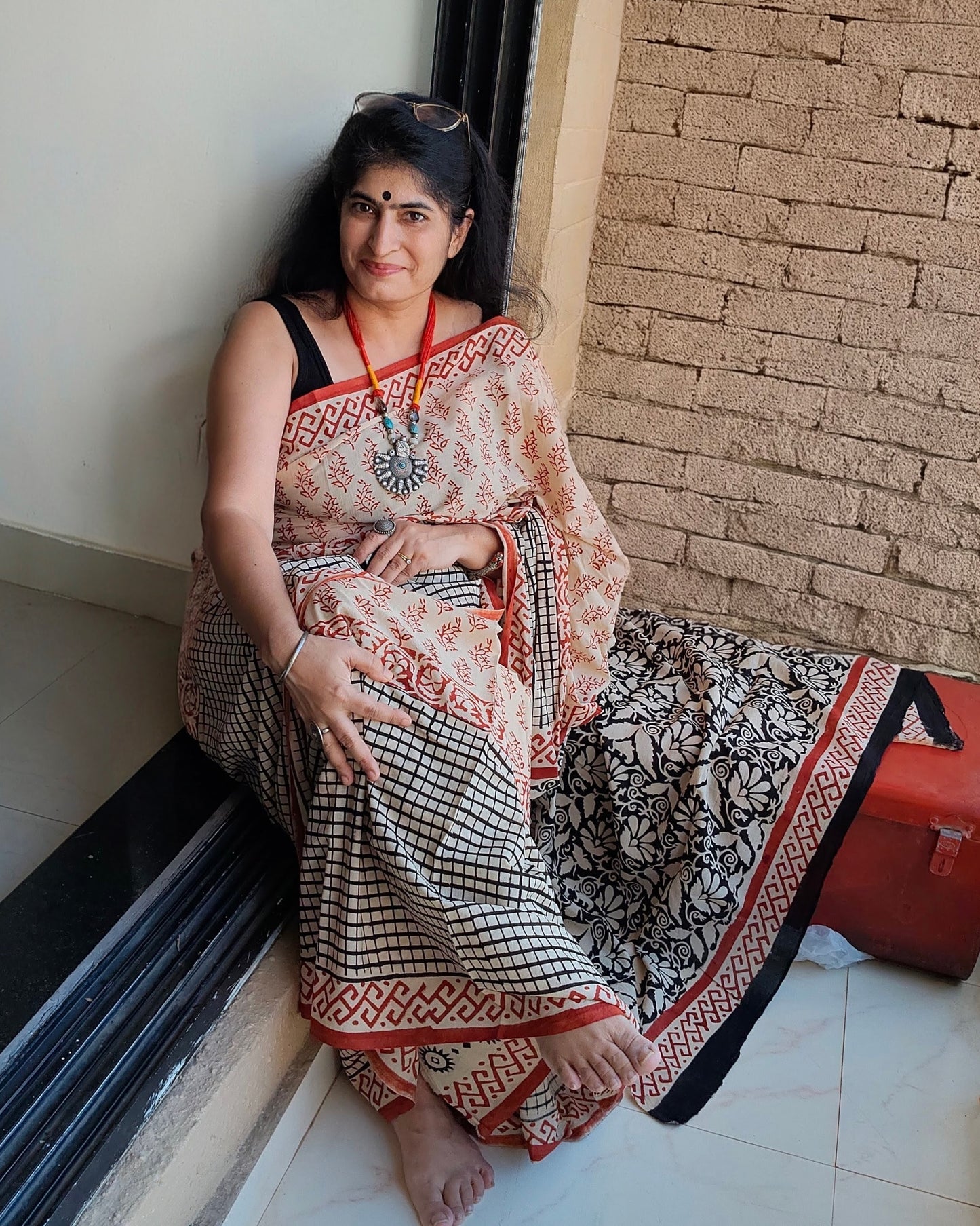 Checks Cotton Bagru Block print | Handcrafted Sarees
