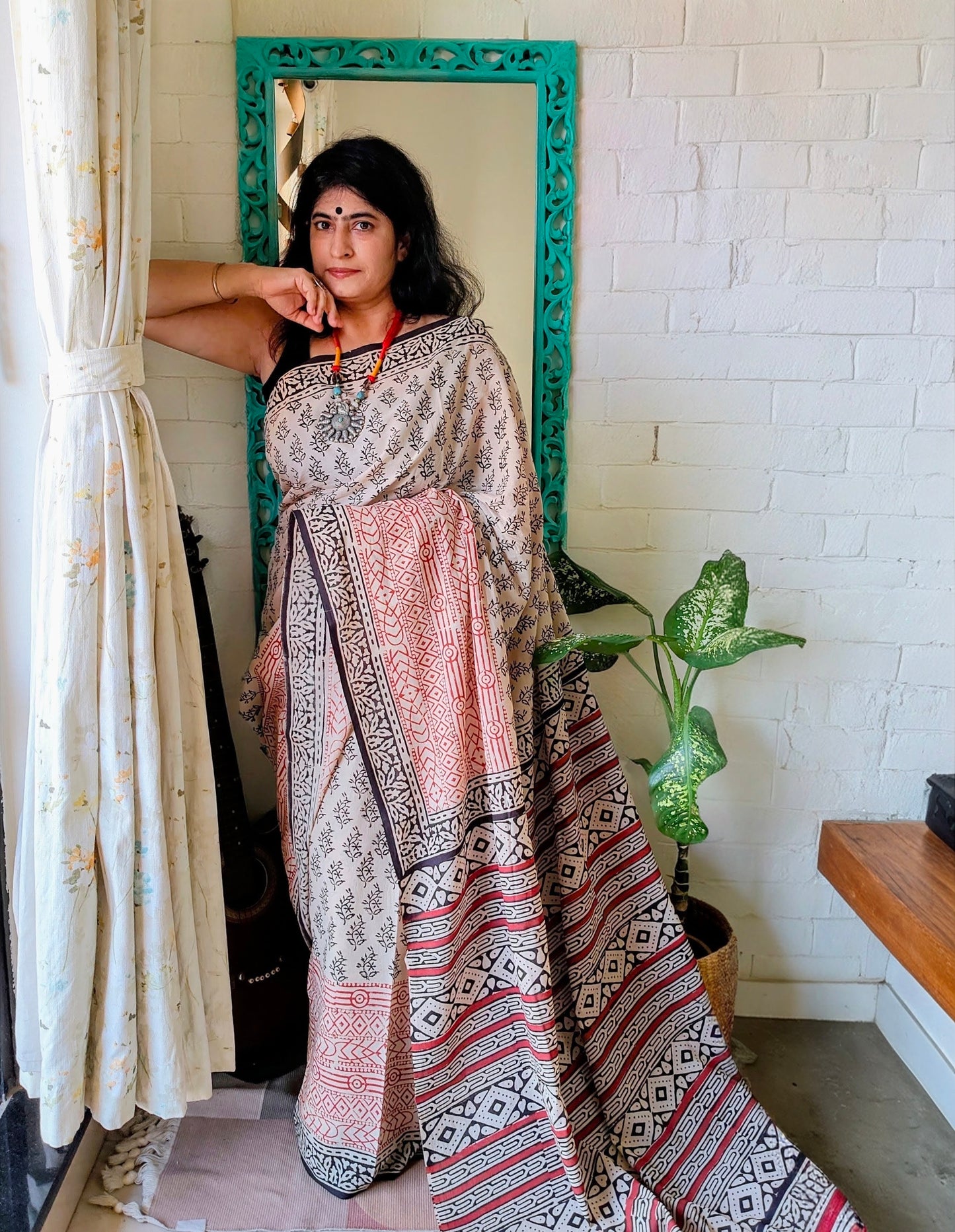 Floral Cotton Bagru Block print | Handcrafted Sarees
