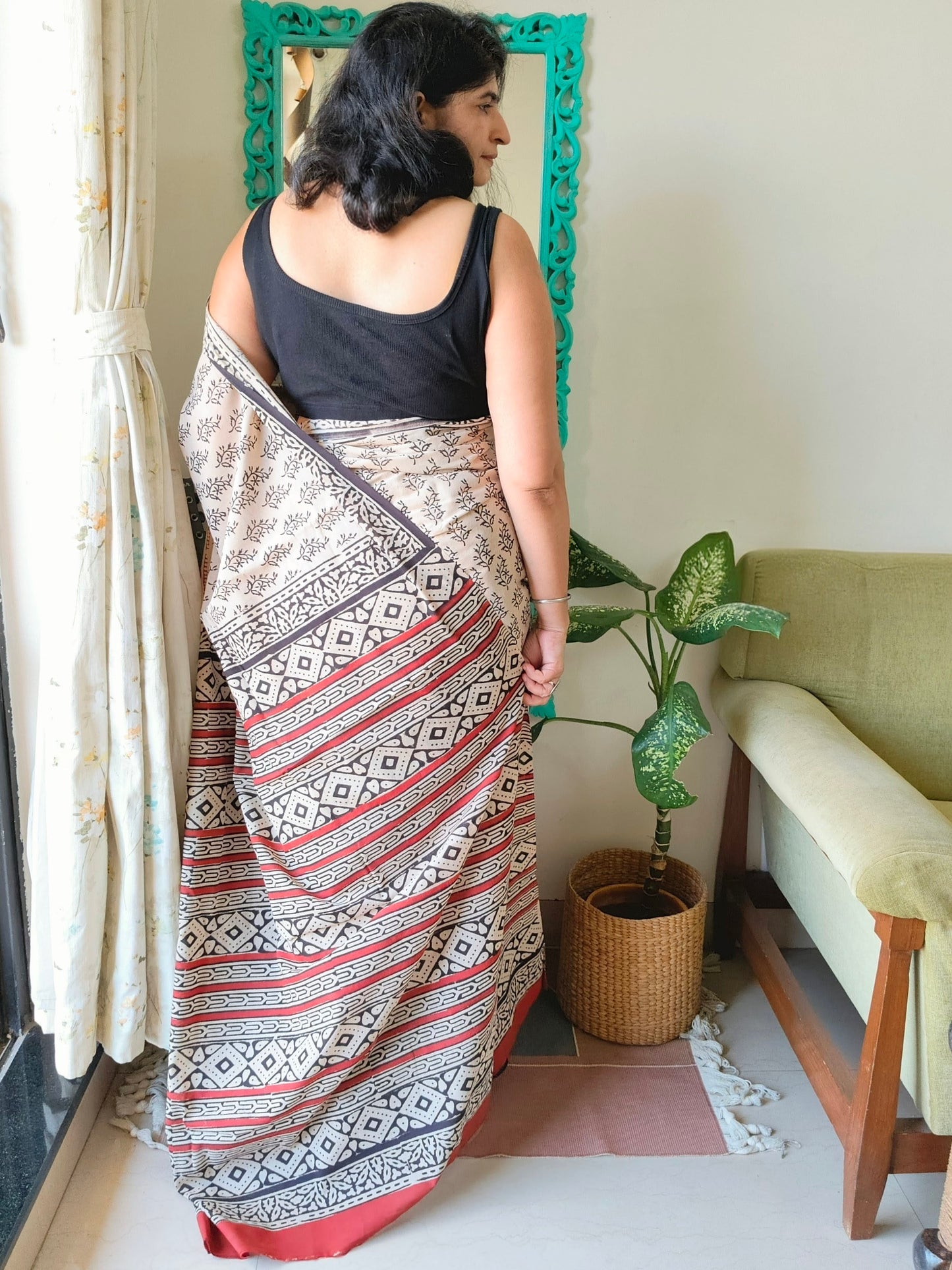 Floral Cotton Bagru Block print | Handcrafted Sarees