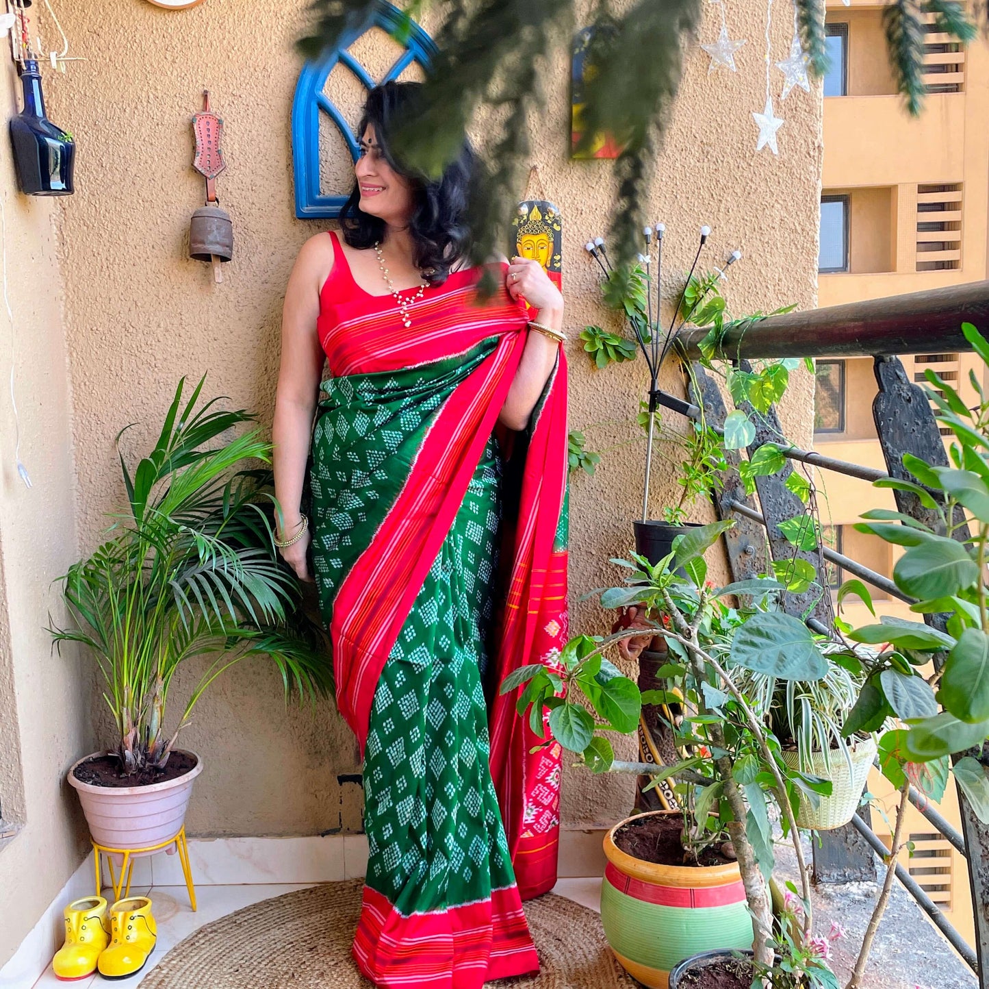 Green Pochampally Ikat Silk Saree