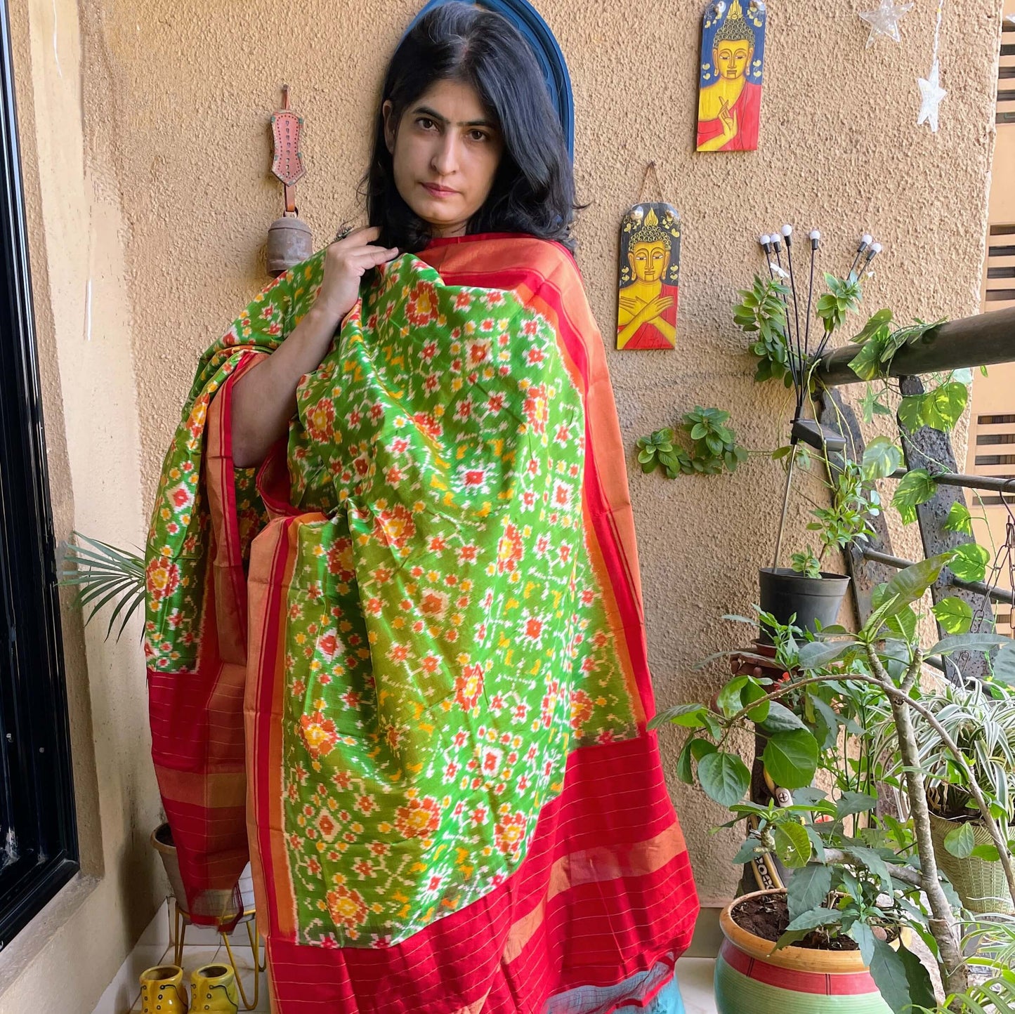 green-silk-ikkat-dupatta