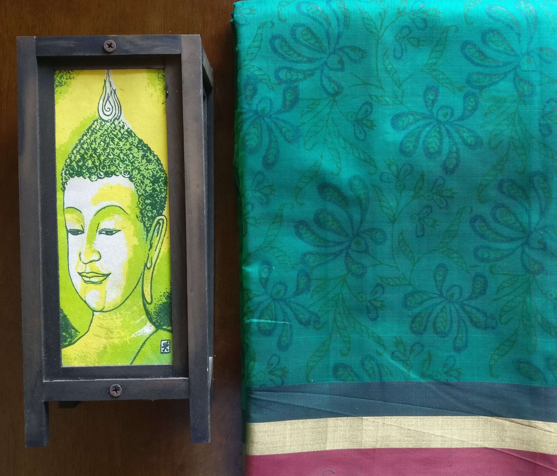 green maheshwari cotton silk