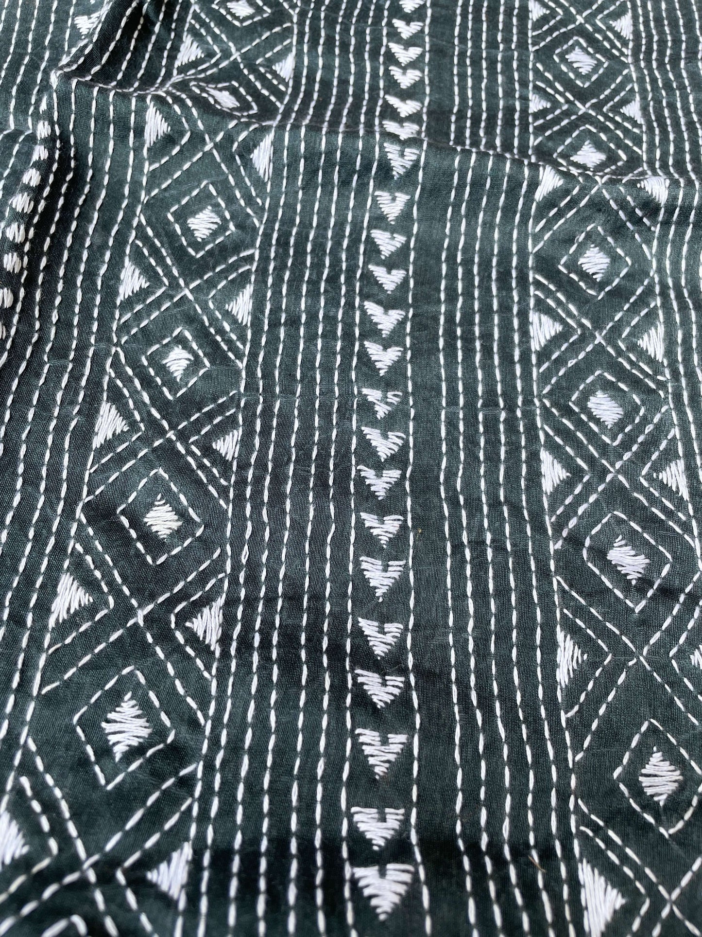 Grey Chanderi kantha blouse fabric