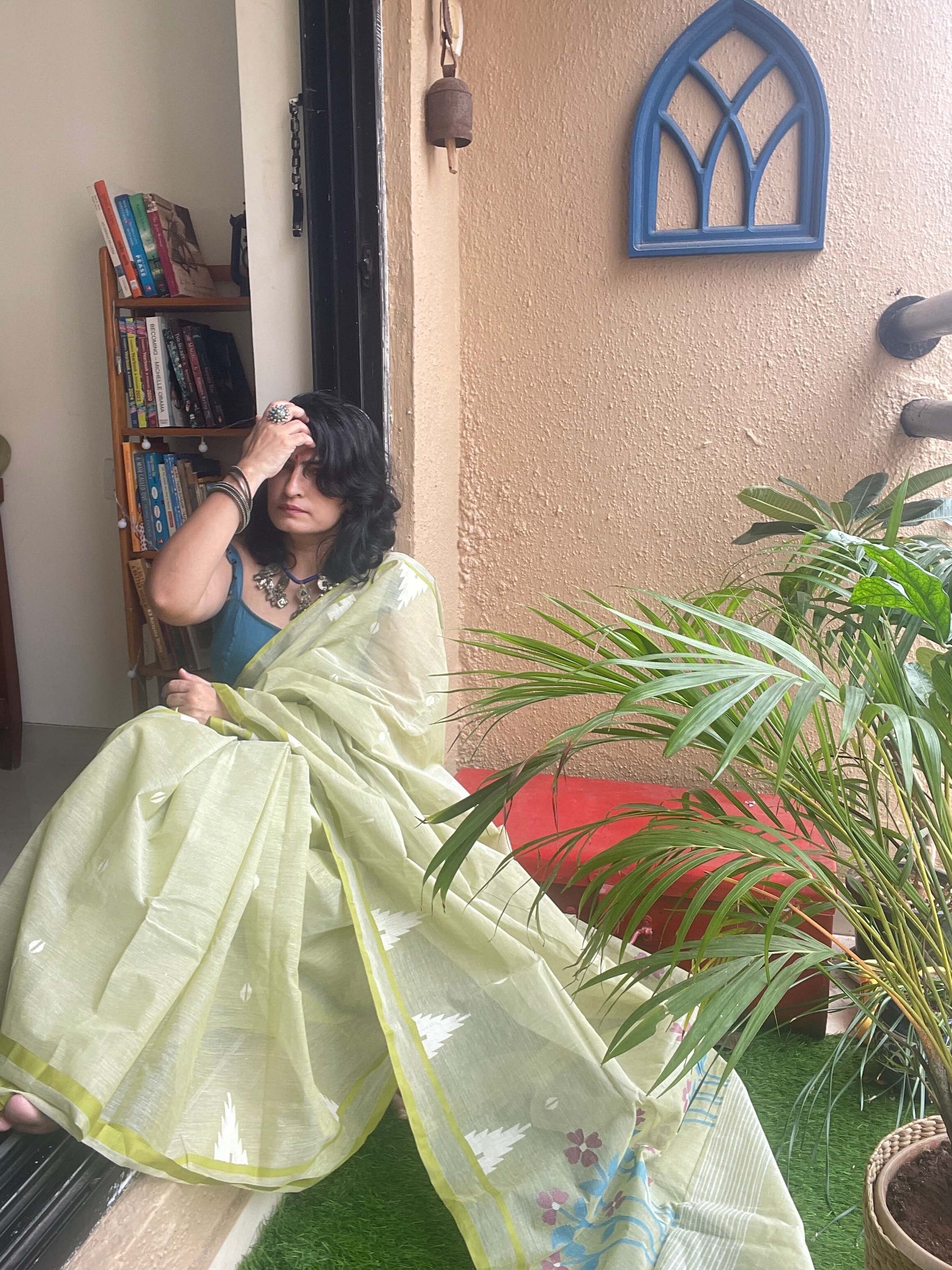 green jamdani saree