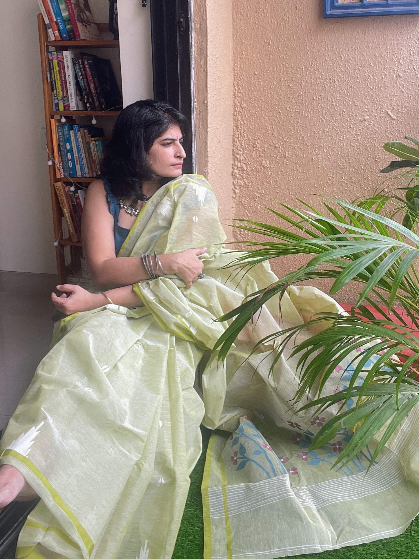 green jamdani saree