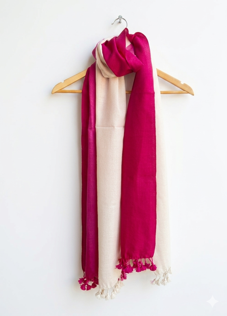 Color Block Unisex woolen Pink Stole I Natural Dyes I Handloom